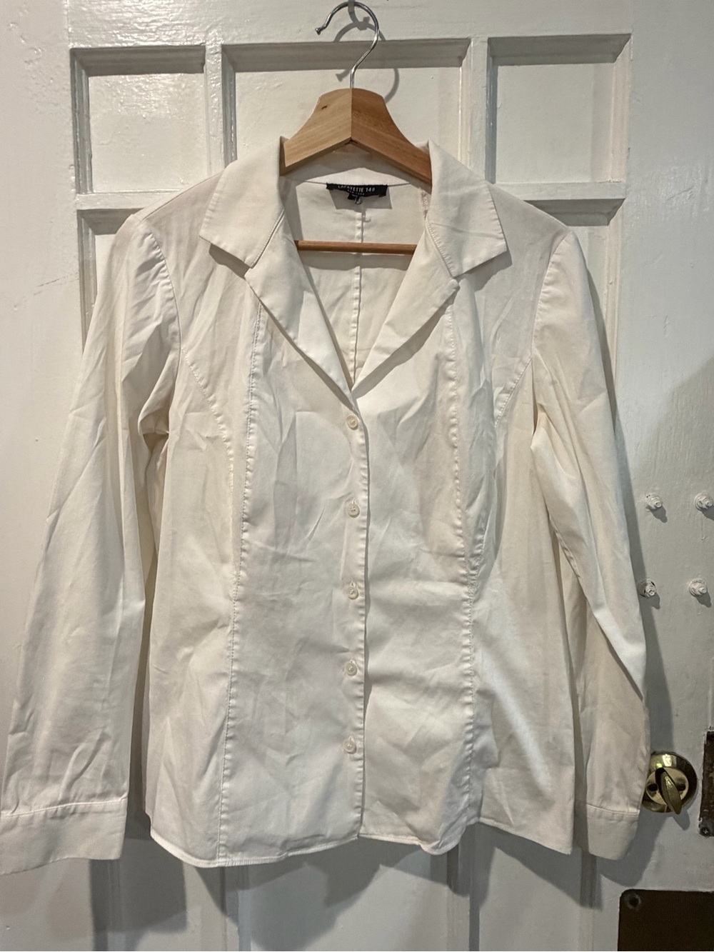 Lafayette 148 New York White Button-Front Collared Blouse